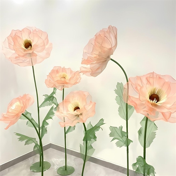 Set 6 Cây Hoa Vải Voan Khổng Lồ Màu Cam