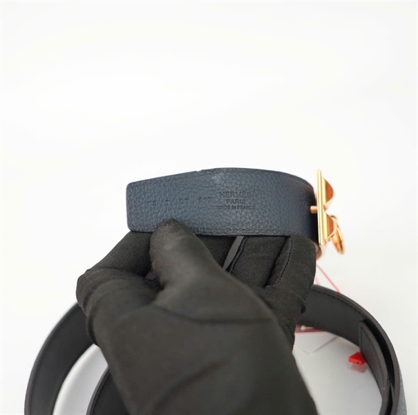 Thắt lưng Hermes đen khóa vàng rời KG+