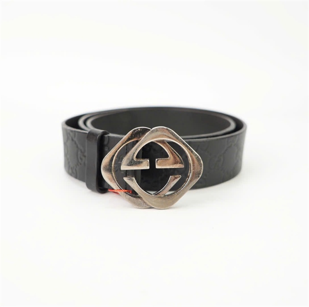 Thắt lưng GG da ẩn logo khóa bạc KG+