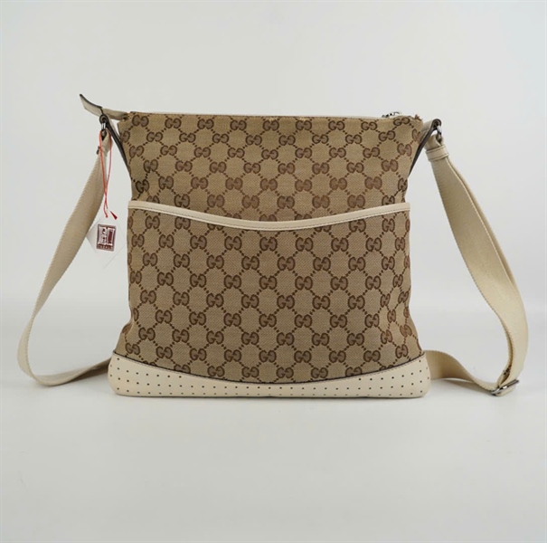 Túi GG đeo chéo dáng đứng viền trắng 24cm KG+