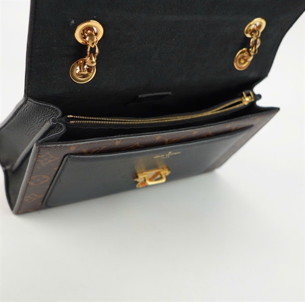 Túi LV Victoria hoa nâu phối da đen size 25 +