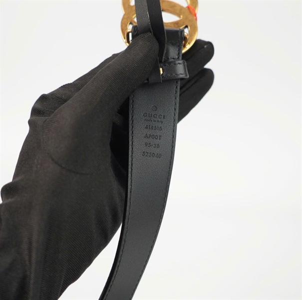 Thắt lưng GG đen mặt vàng KG+