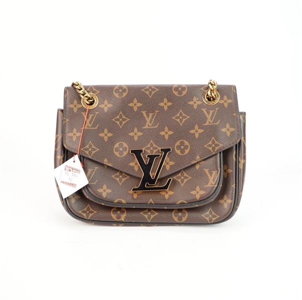 Túi LV hoa nâu nắp gập logo đen s20 ++