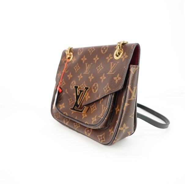 Túi LV hoa nâu nắp gập logo đen s20 ++