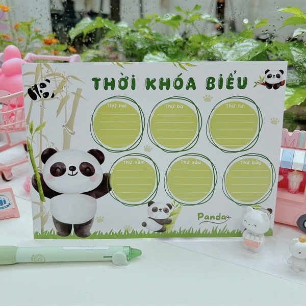 Set 10 túi thời khóa biểu Panda , túi có 3 tờ TKB