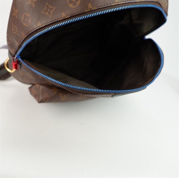 Balo LV hoa nâu viền xanh dương ++