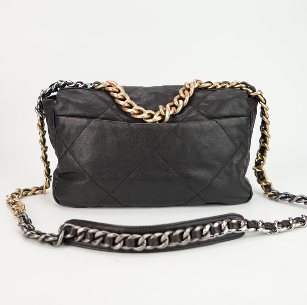 Túi Chanel đen logo phối dây đen size 24++