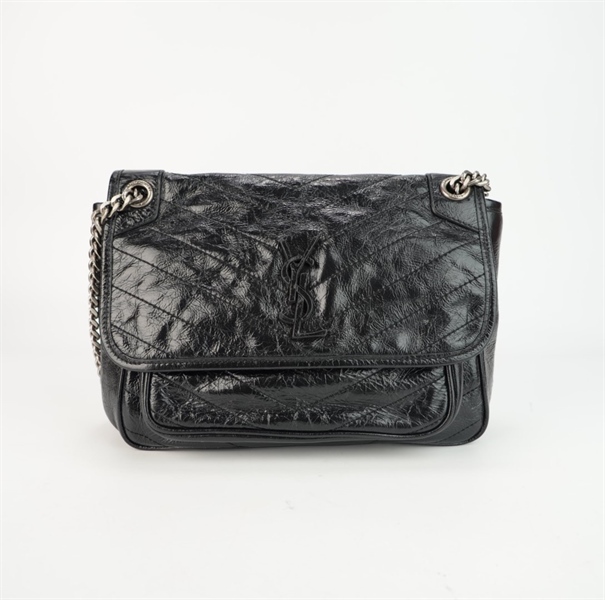 Túi YSL đen bóng nắp gập size 28 ++