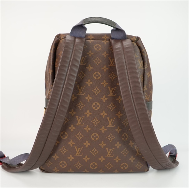 Balo LV hoa nâu viền xanh dương ++