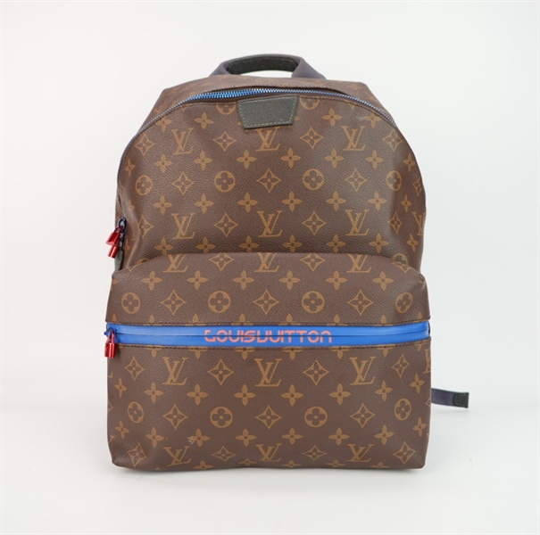 Balo LV hoa nâu viền xanh dương ++