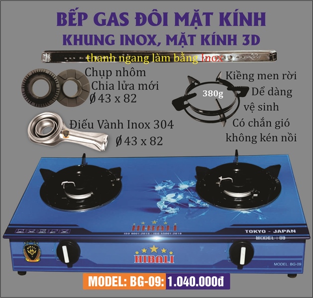 Bếp Gas Mặt Kính - ĐI82 - BG-09 HIBALI
