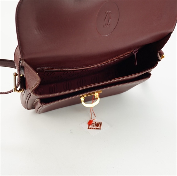 Túi Cartier nâu nắp gập khóa vàng size 22 KG+