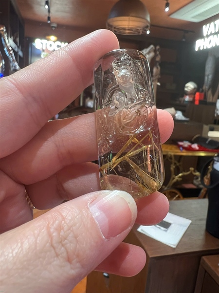 Mặt Phật thạch anh tóc vàng +