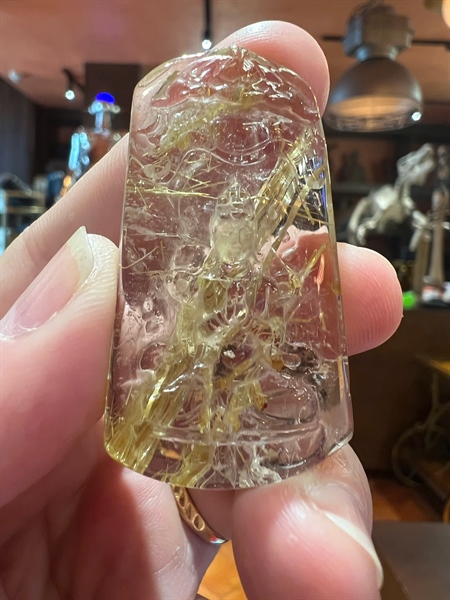 Mặt Phật thạch anh tóc vàng +