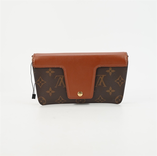Túi LV hoa nâu nắp gập phối da s17 TB+