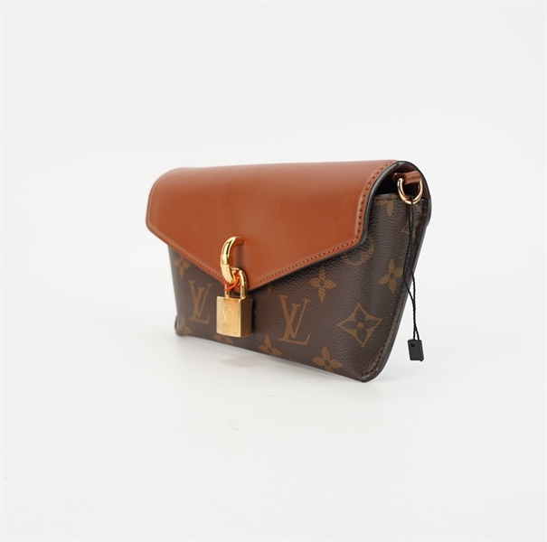 Túi LV hoa nâu nắp gập phối da s17 TB+