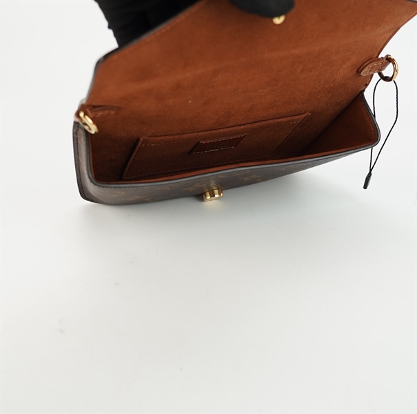 Túi LV hoa nâu nắp gập phối da s17 TB+