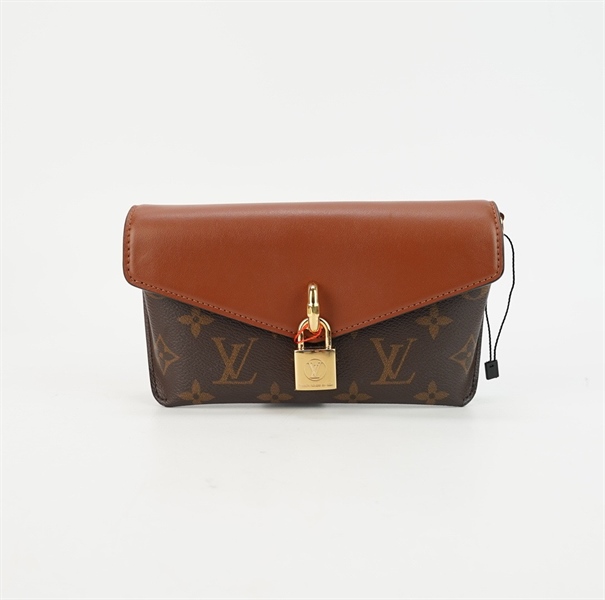 Túi LV hoa nâu nắp gập phối da s17 TB+