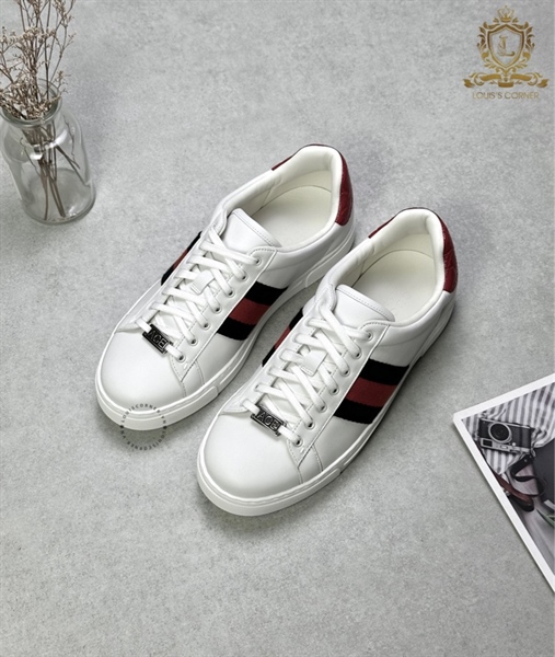 Sneaker Gucci ACE trắng trơn vạt cờ