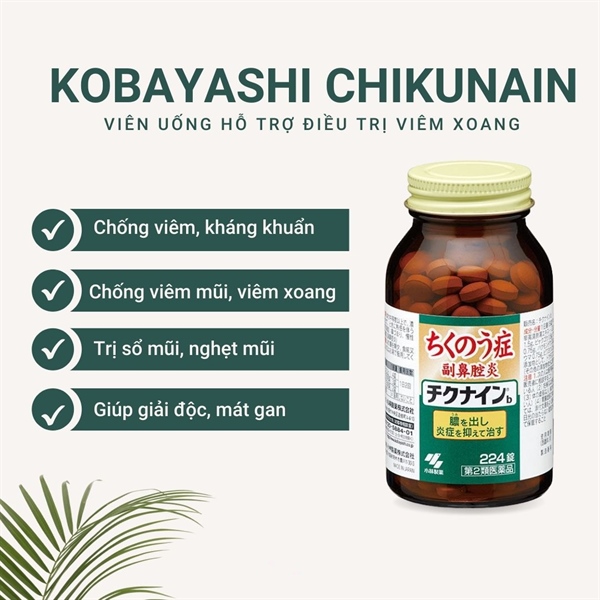 Viên uống hỗ trợ giảm viêm xoang Kobayashi Chikunain Nhật Bản 224 viên