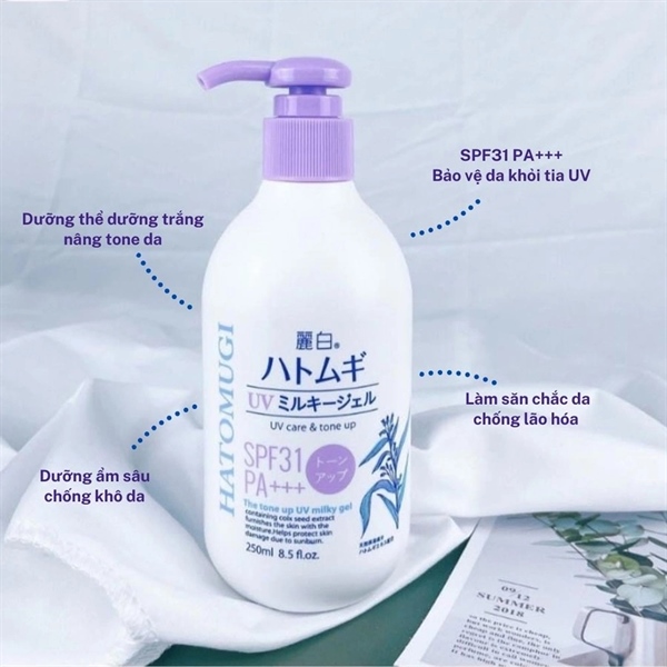 Sữa Dưỡng Thể Hatomugi Chống Nắng Nâng Tông Nhật Bản 250ml