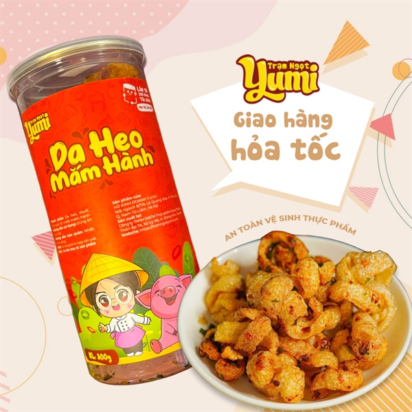 Da heo mắm hành Trạm ngọt Yumi đồ ăn vặt thịt thơm ngon giòn rụm 150g