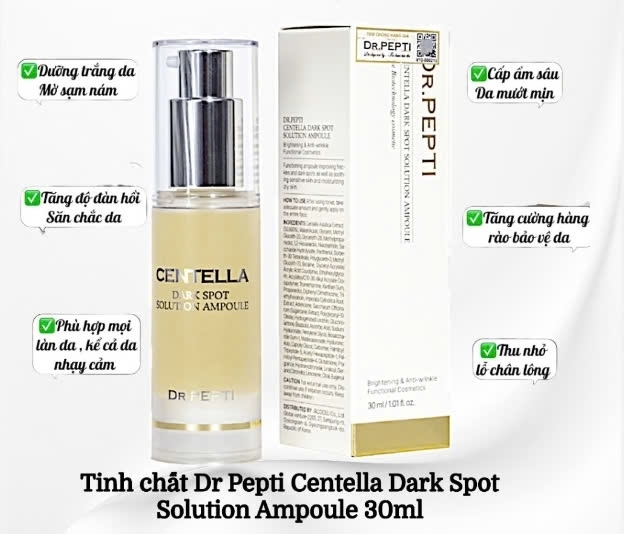 Serum Dr.Pepti Centella Dark Spot Solution Ampoule dưỡng sáng da, ngừa nếp nhăn, đốm tàn nhang, thâm nám, dịu da nhạy cảm, dưỡng ẩm 30ml