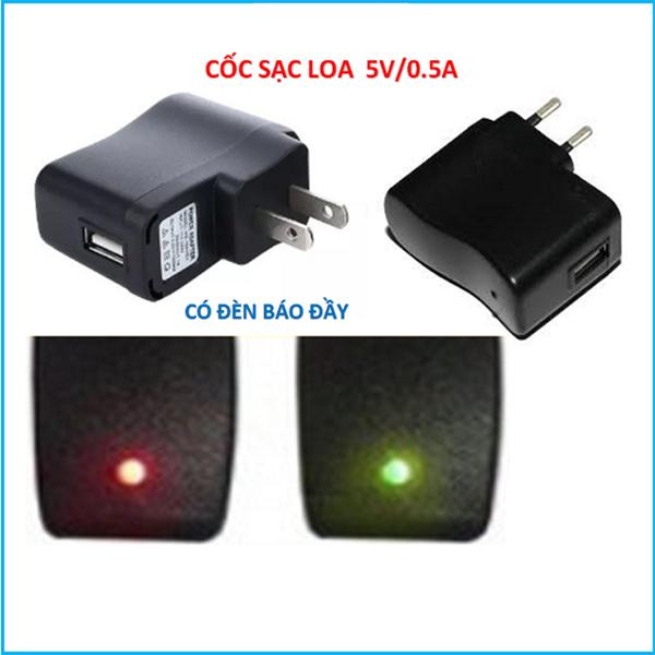Cóc sạc Loa- đèn pin vv... 5v có đèn báo- test