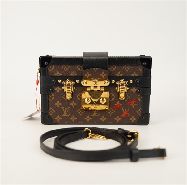 Túi Trunk LV hoa nâu viền đen size 18 +