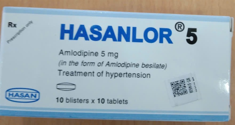 Hasanlor 5 (Amlodipine 5mg) (Điều trị tăng huyết áp, đau thắt ngực) (Hộp 10 vỉ x 10 viên) - Hasan VN