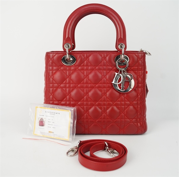 Túi Lady Dior đỏ đậm KG+