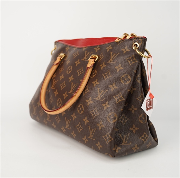 Túi LV hoa nâu phối viền đỏ size 35 +