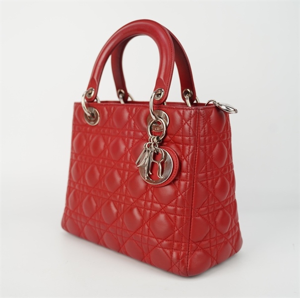 Túi Lady Dior đỏ đậm KG+