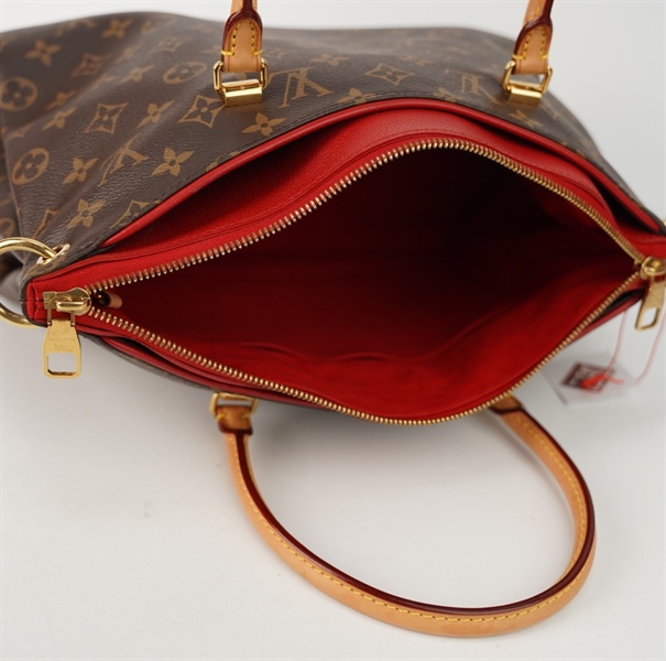 Túi LV hoa nâu phối viền đỏ size 35 +