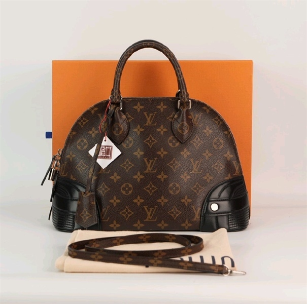 Túi LV Alma hoa nâu đế da đen KG+