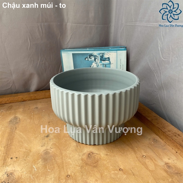 Chậu xanh múi - to - Lọ hoa - Hoa Lụa Vân Vượng