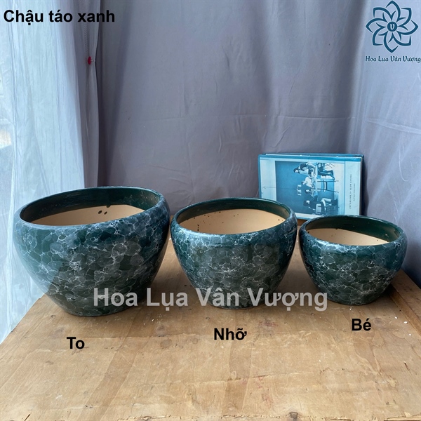 Chậu táo xanh - to - Lọ hoa - Hoa Lụa Vân Vượng