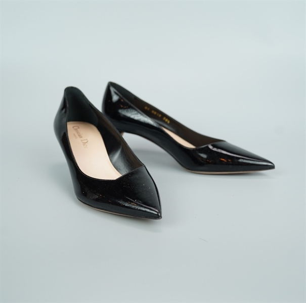 Giày Dior da bóng đen size 38 1/2 cao 3p (BQ) KG +