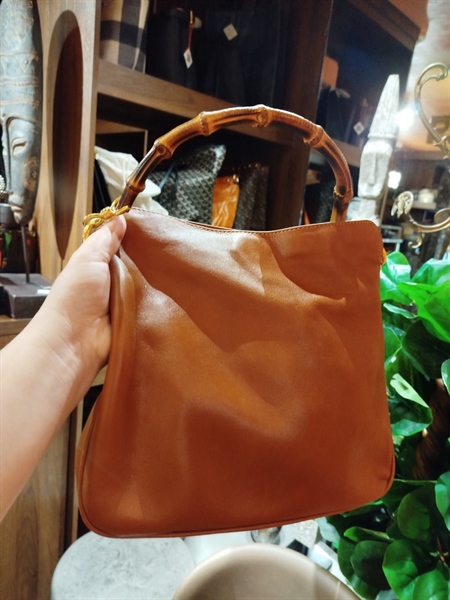 Túi xách GG nâu quai gỗ KG+