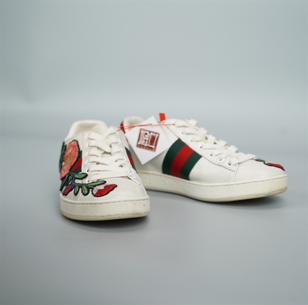 Giày GG trắng thêu hoa size 34 (BQ) KG+