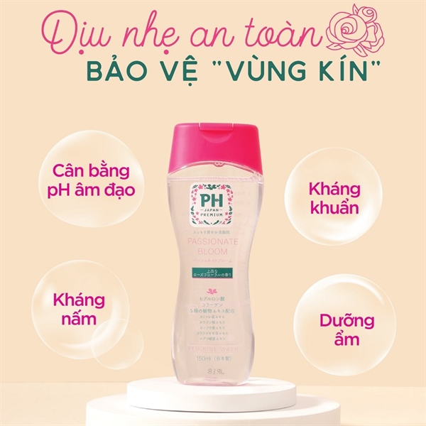 Dung dịch vệ sinh phụ nữ PH Care 150ml Passionate Bloom Nhật Bản hương hoa hồng (đỏ)