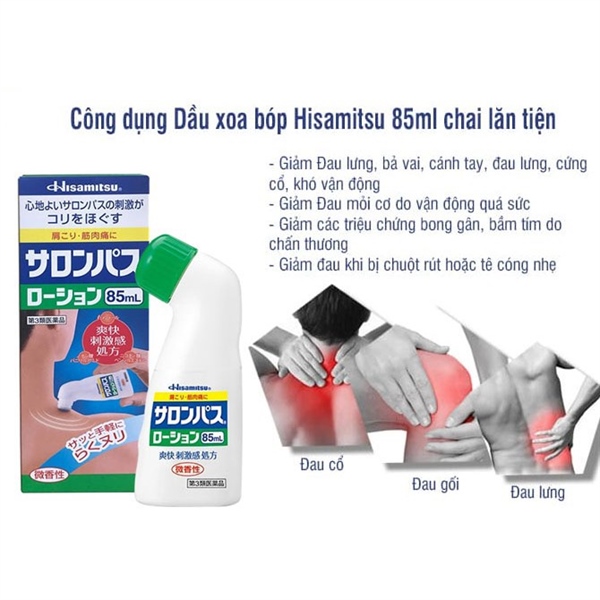 Chai lăn xoa bóp Salonpas Hisamitsu Nhật Bản 85ml