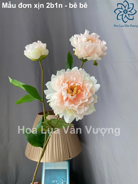 Mẫu đơn xịn 2b1n - bê - Hoa cành dài - Hoa Lụa Vân Vượng