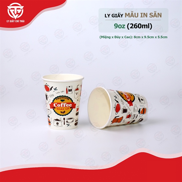 Thùng Ly Giấy In Sẵn 9oz (260ml) - COFFEE TRẮNG