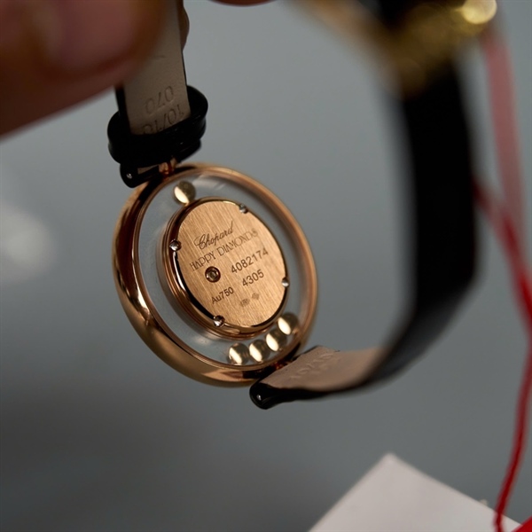 Đồng hồ Chopard mặt tròn viền vàng quai đen (4082174) (HC) KG+