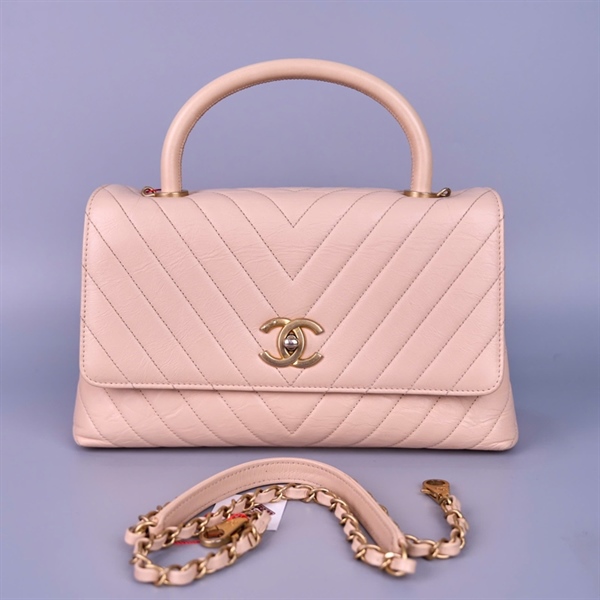 Túi Chanel Coco Handle hồng nude (24711006) KG+