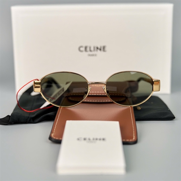 Mắt kính Celine xanh rêu gọng vàng (CL40235U) (PN) +