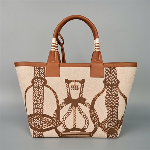 Túi Hermes Handle nude phối nâu có lót đế sz25 (HC) +