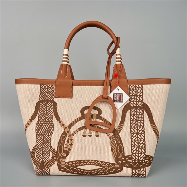 Túi Hermes Handle nude phối nâu có lót đế sz25 (HC) +