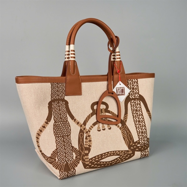 Túi Hermes Handle nude phối nâu có lót đế sz25 (HC) +